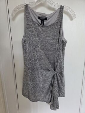NWT White House Black Market HeatherGray Twist-Front Tank Top Fully Lined. SizeS